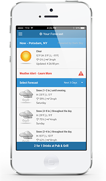 Cell phone with weather radio app feature